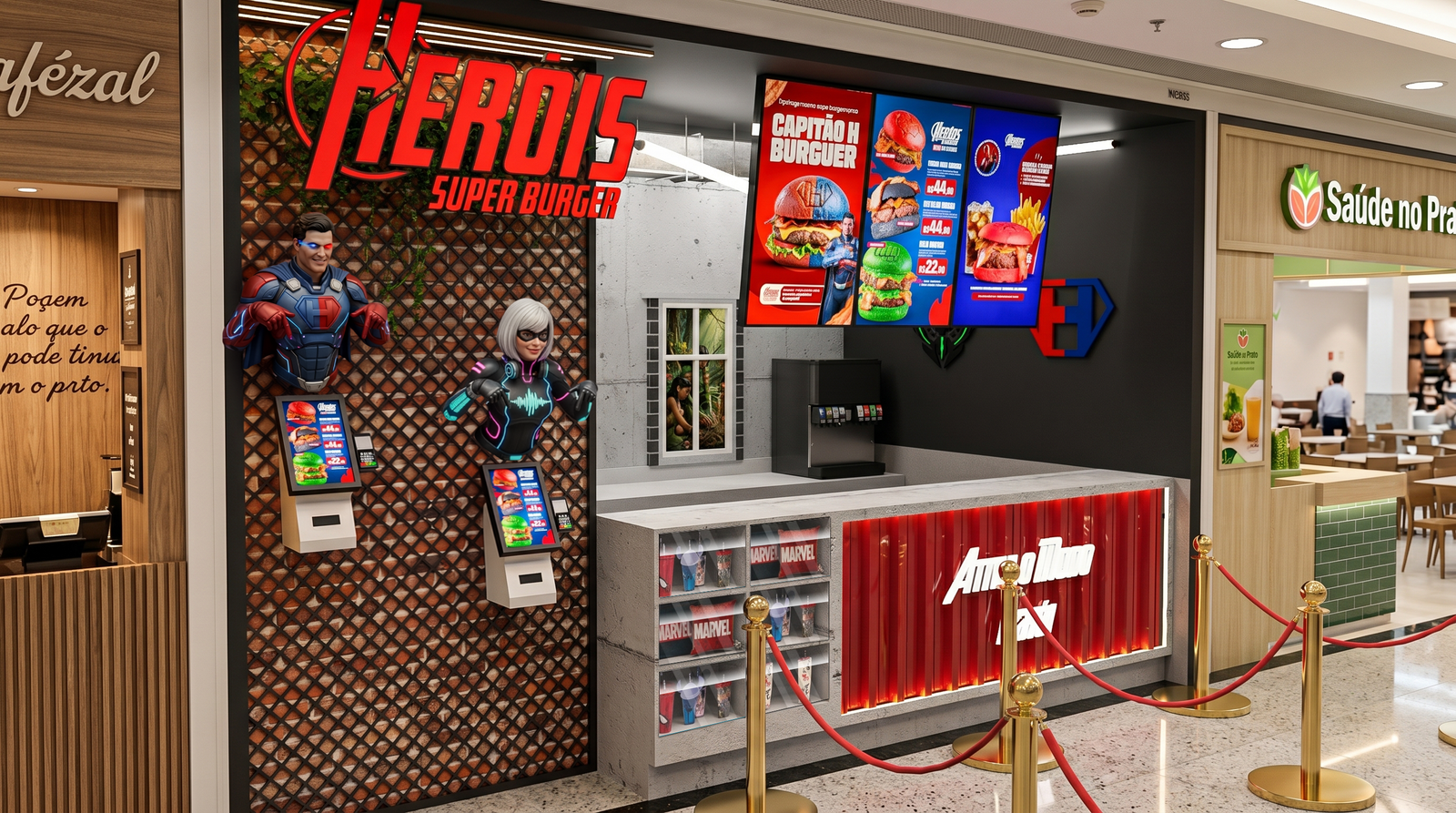 Heróis Food Court — visão ampla